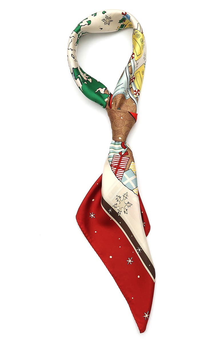 COACH Signature 'C' Central Park Scene Silk Scarf, Alternate, color, Tan Multi