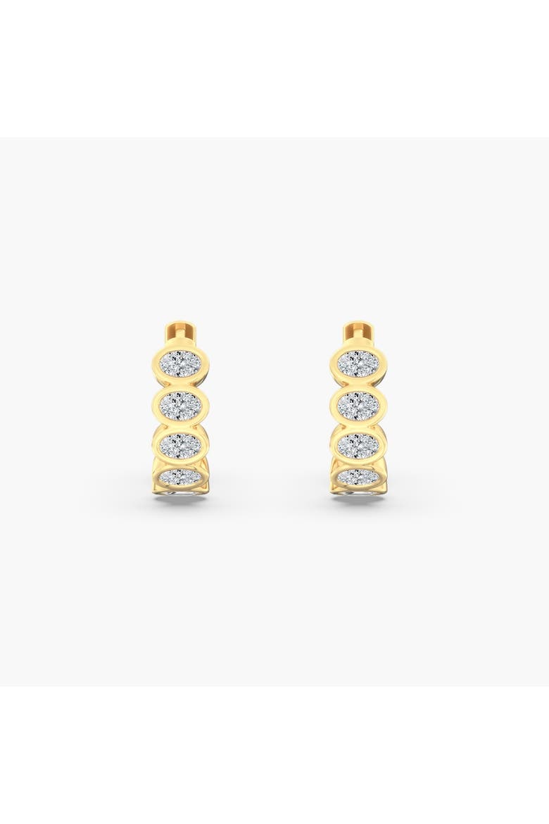 East West Oval Bezel Lab Diamond Huggie in 14K Gold, Alternate, color, Yellow Gold