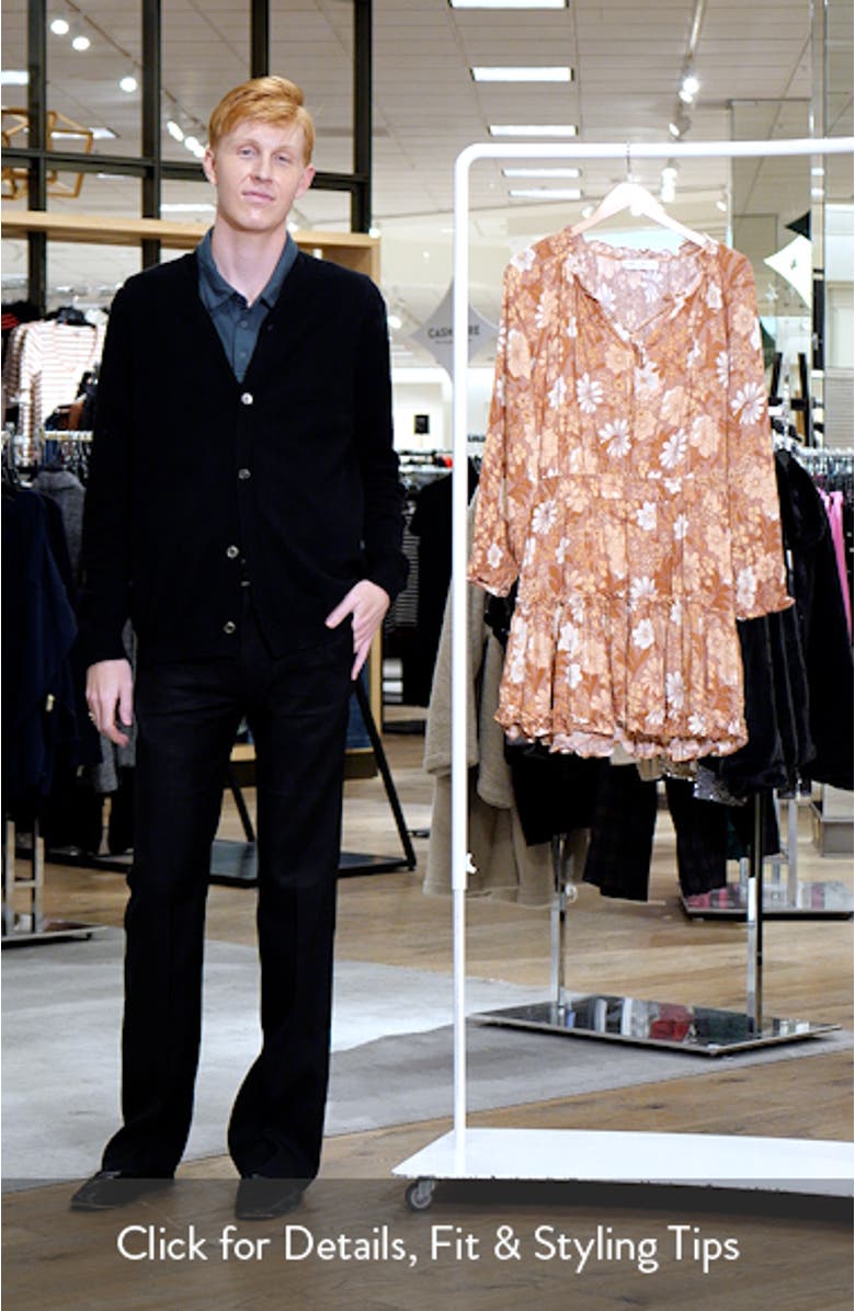 Kealan Floral Print Smocked Long Sleeve Tiered Minidress, sales video thumbnail