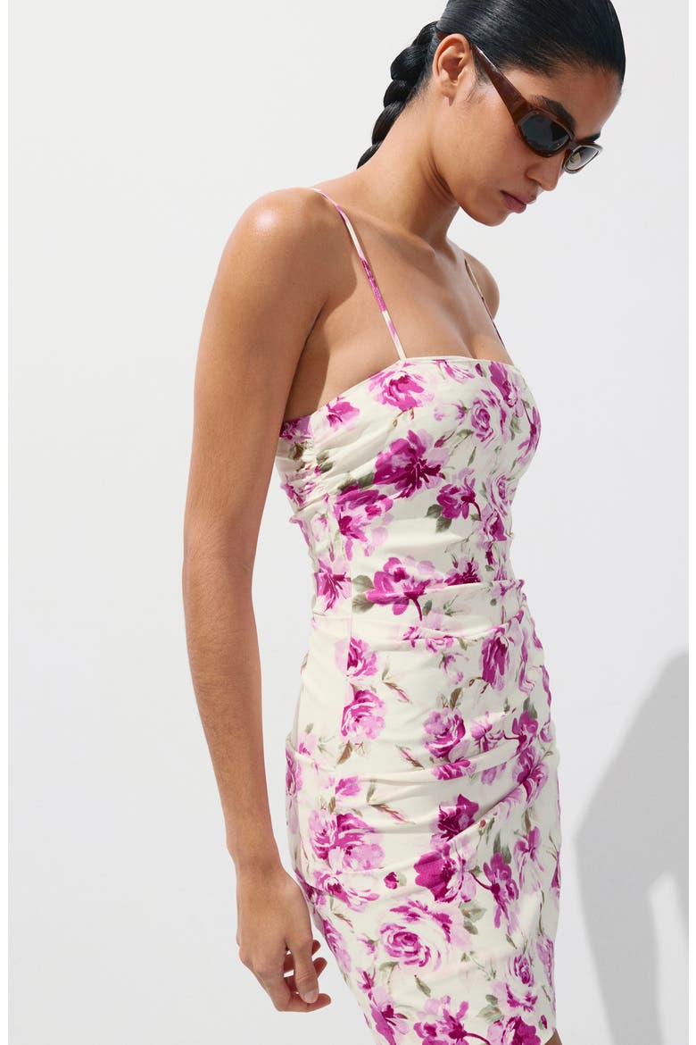 Ruched Floral Dress, Alternate, color, ECRU