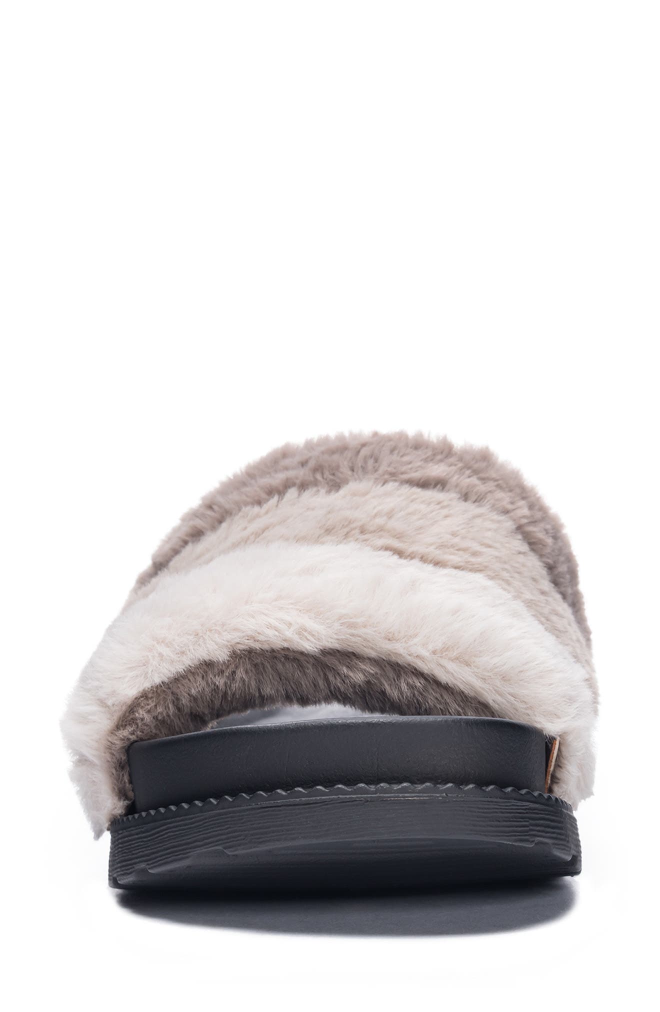 Treat Faux Fur Slide Slipper, Alternate, color, TAUPE FAUX FUR