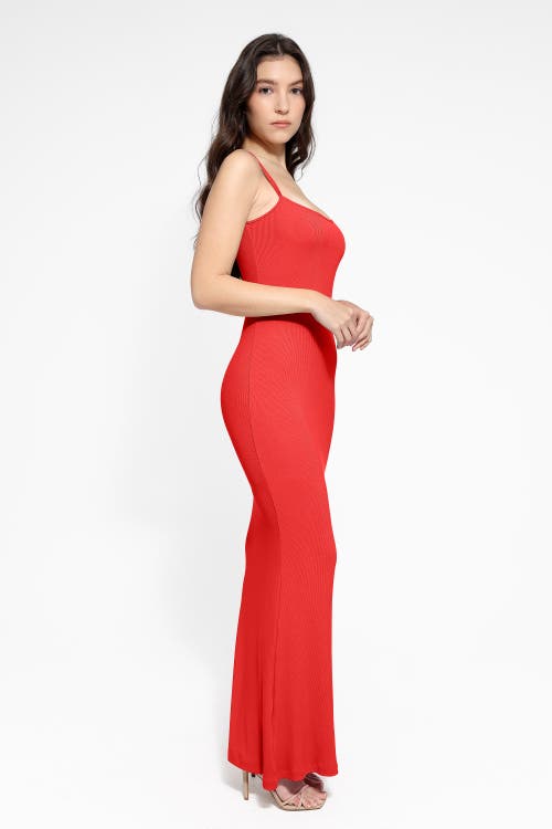 Popilush Shapewear Modal Slimming Maxi Slip Dress In Watermelon