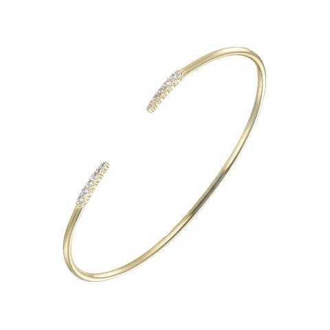 CZ Tipped Open Bangle Bracelet