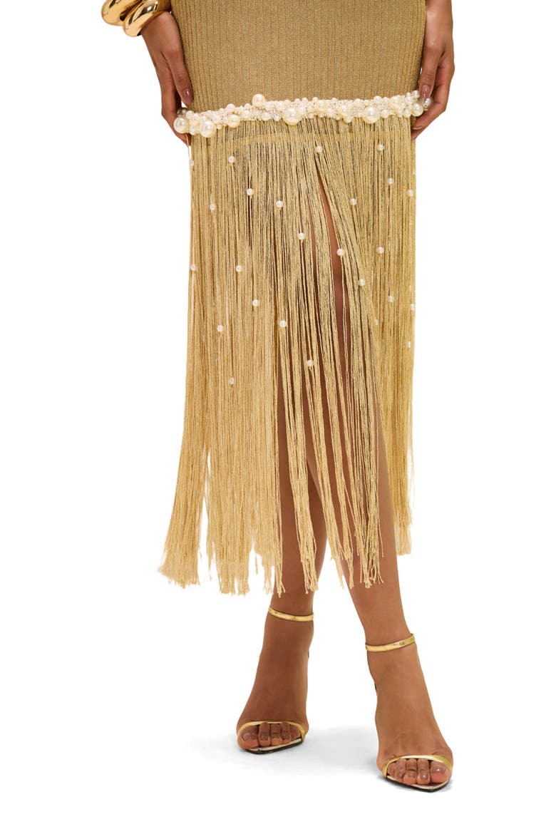 Aurea Crochet Midi Dress, Alternate, color, GOLD