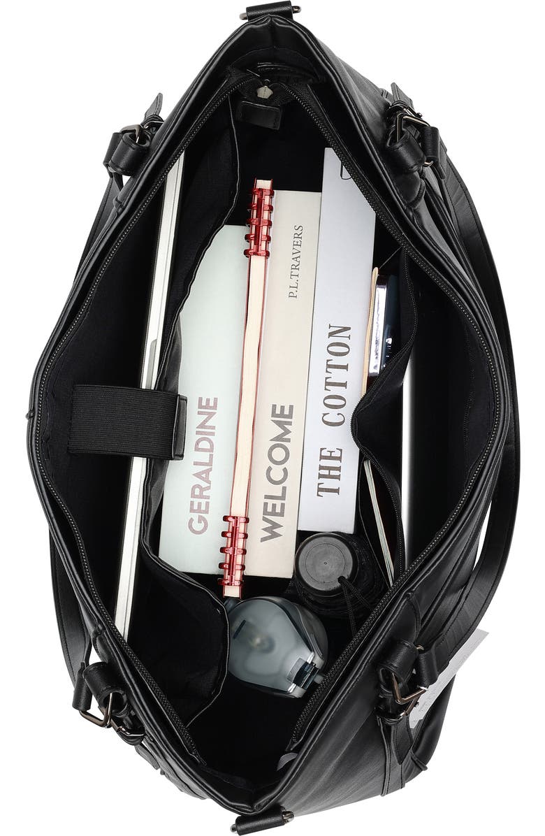 ELLE Leisure Luxe 33L Vegan Leather Weekender Duffel Bag, Alternate, color, Black