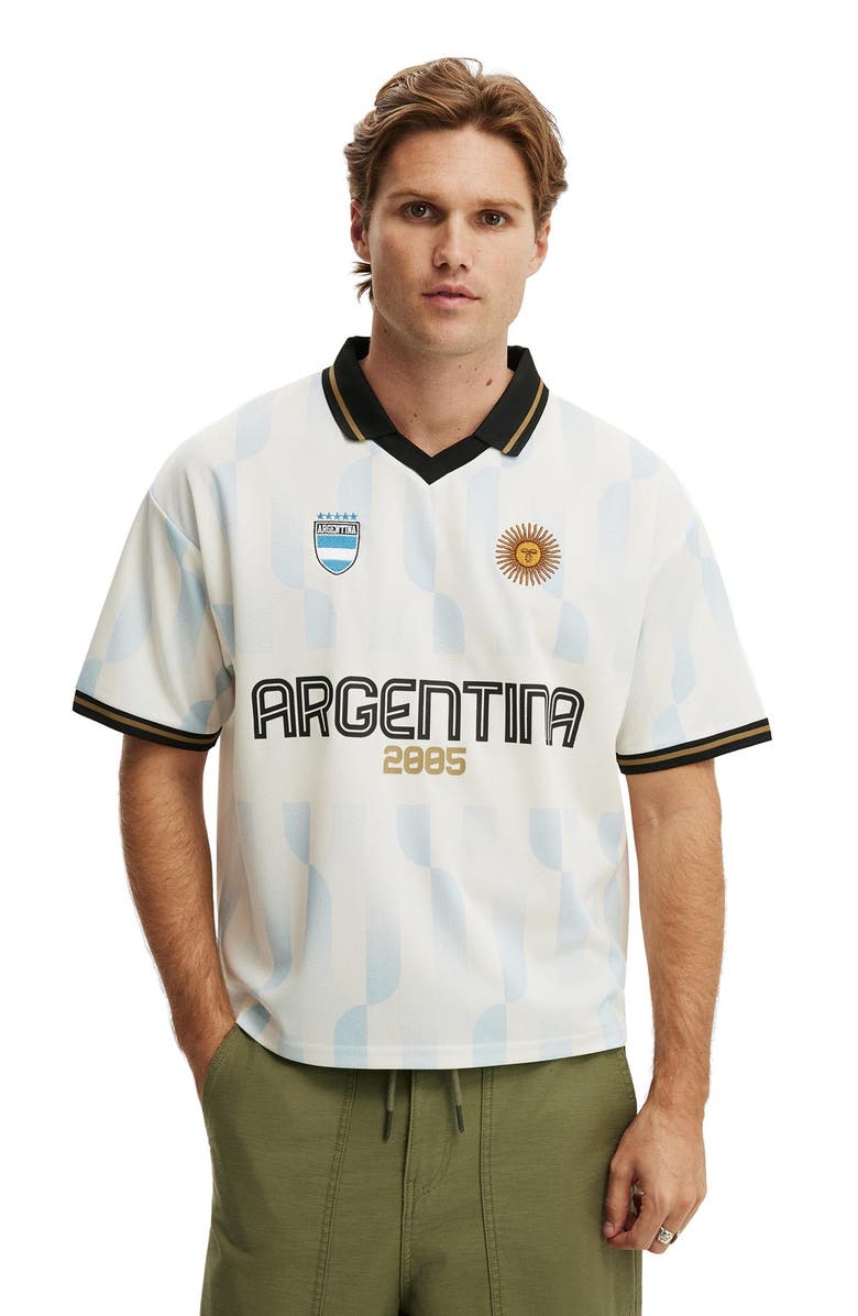 Cotton On Men's Cropped Sports Jersey, Main, color, Light Blue  Vintage White