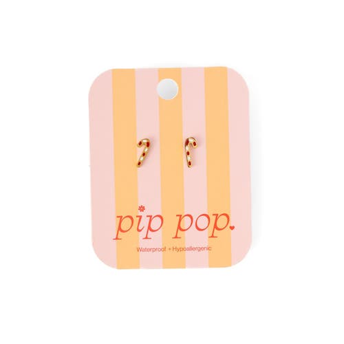 Pip Pop Candy Cane Stud Earrings In Gold