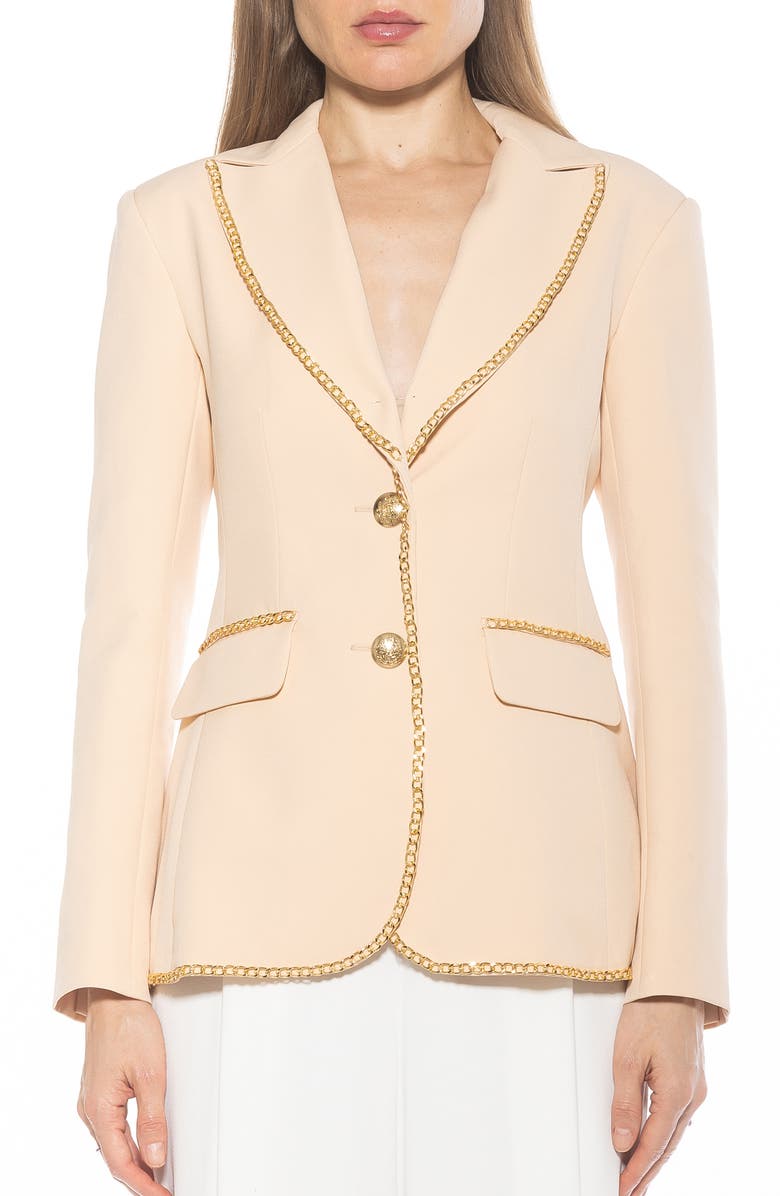 Alexia Admor Janet Chain Trim Blazer, Main, color, Beige