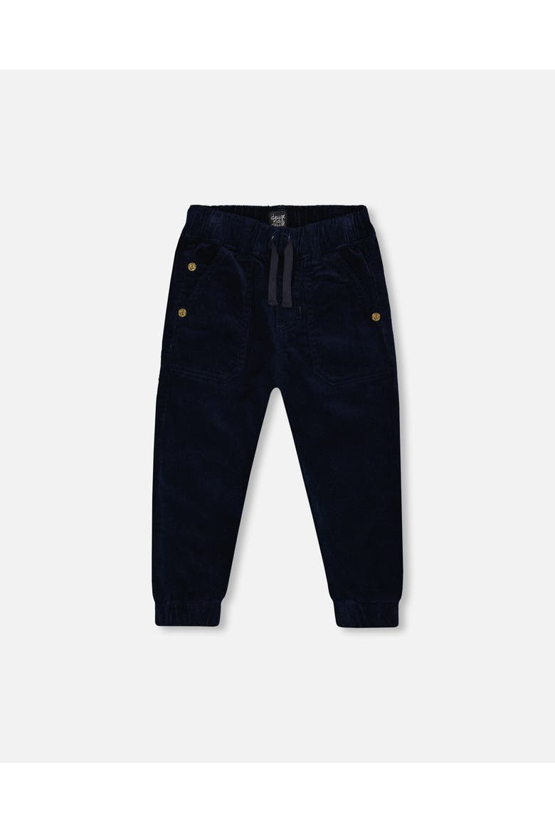 Little Boy's Stretch Corduroy Jogger Pants Navy, Main, color, Peacoat