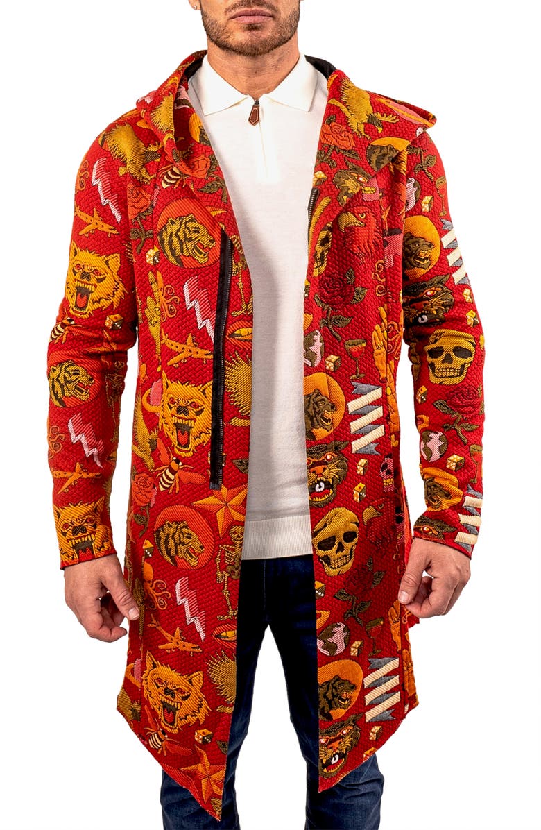 Maceoo Sportcoat Print Hooded Jacket, Main, color, Red