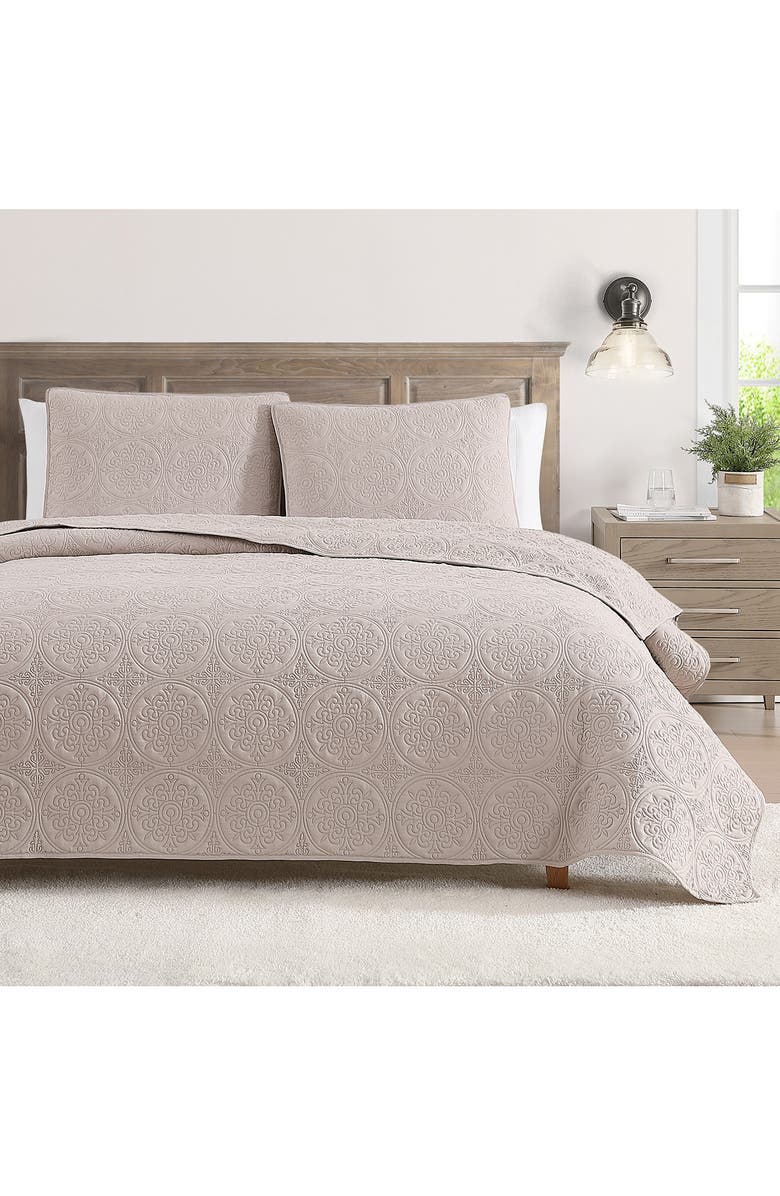 ARTISAN 34 Medallion Embroidered Comforter & Pillow Sham Set, Alternate, color, Taupe