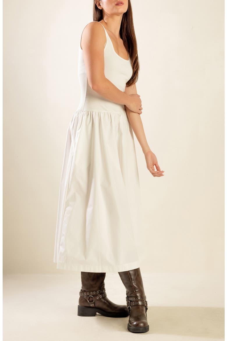 Sleeveless Mixed Media Maxi Dress, Alternate, color, WHITE