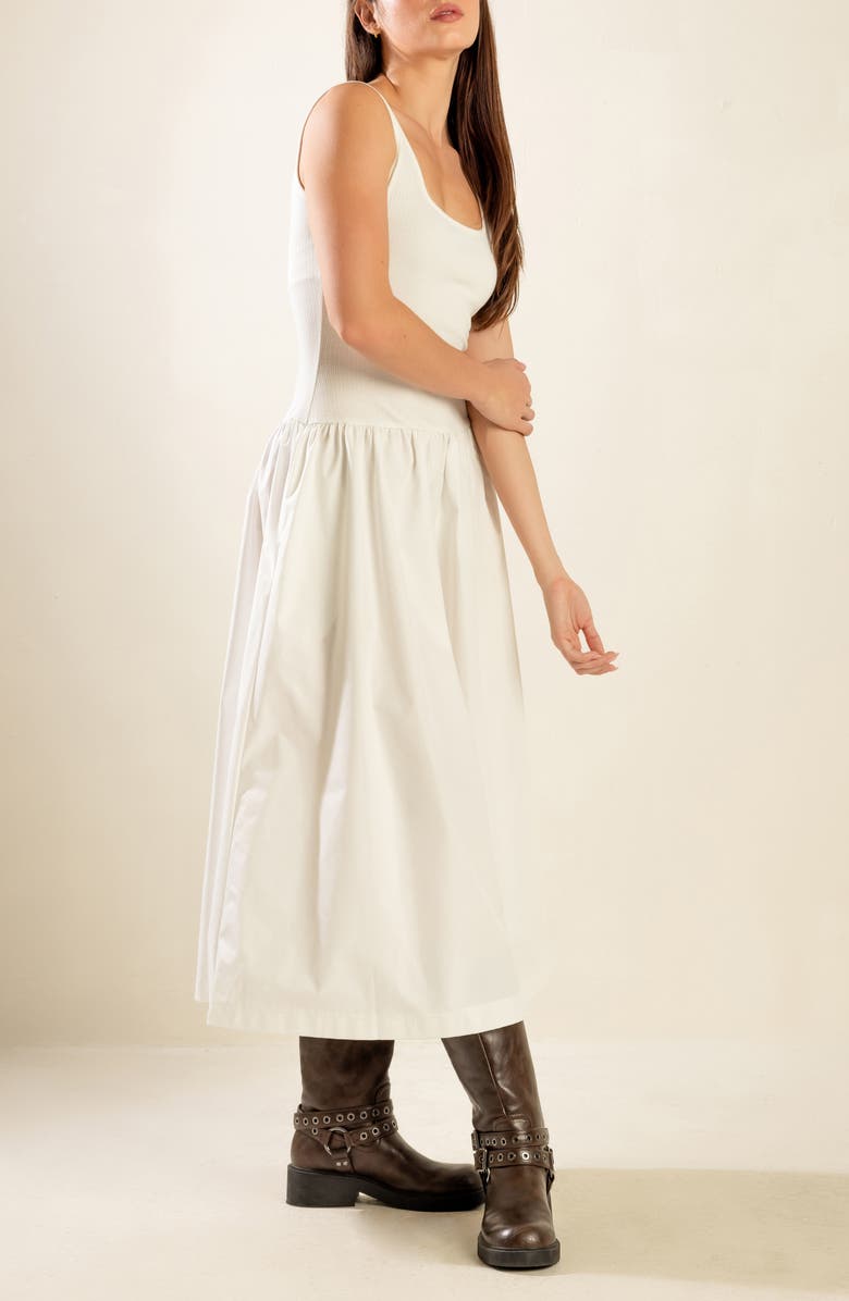 FREEMARKET Sleeveless Mixed Media Maxi Dress, Alternate, color, White