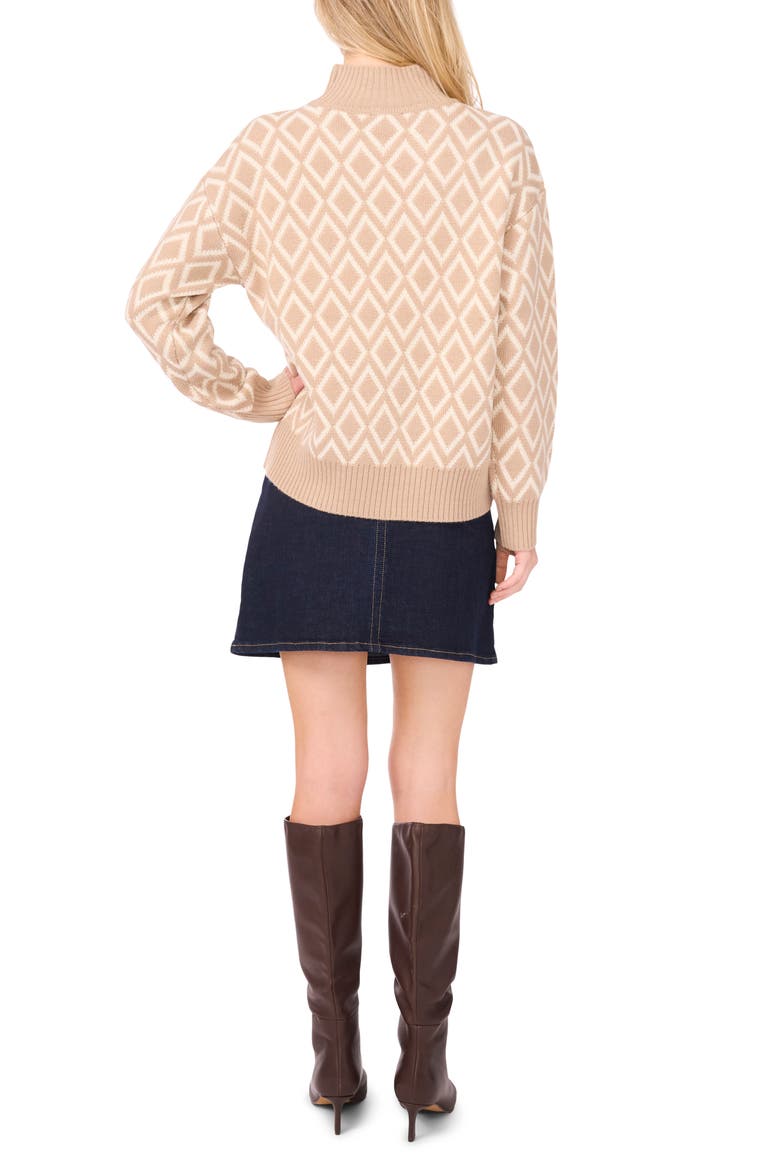 Diamond Jacquard Turtleneck Sweater, Alternate, color, OXFORD TAN