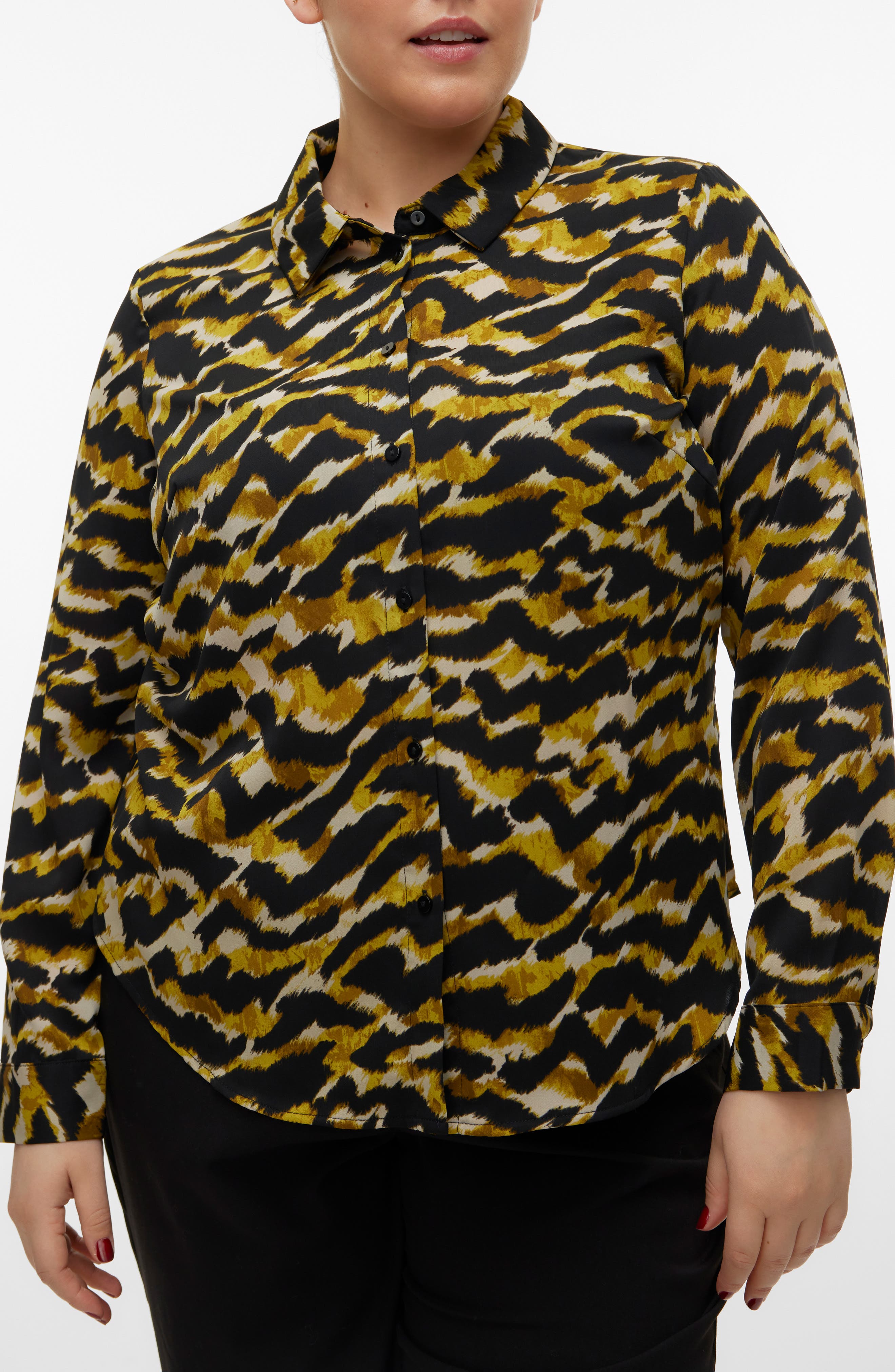 VERO MODA CURVE Gail Animal Print Button-Up Shirt (Women) | Nordstromrack