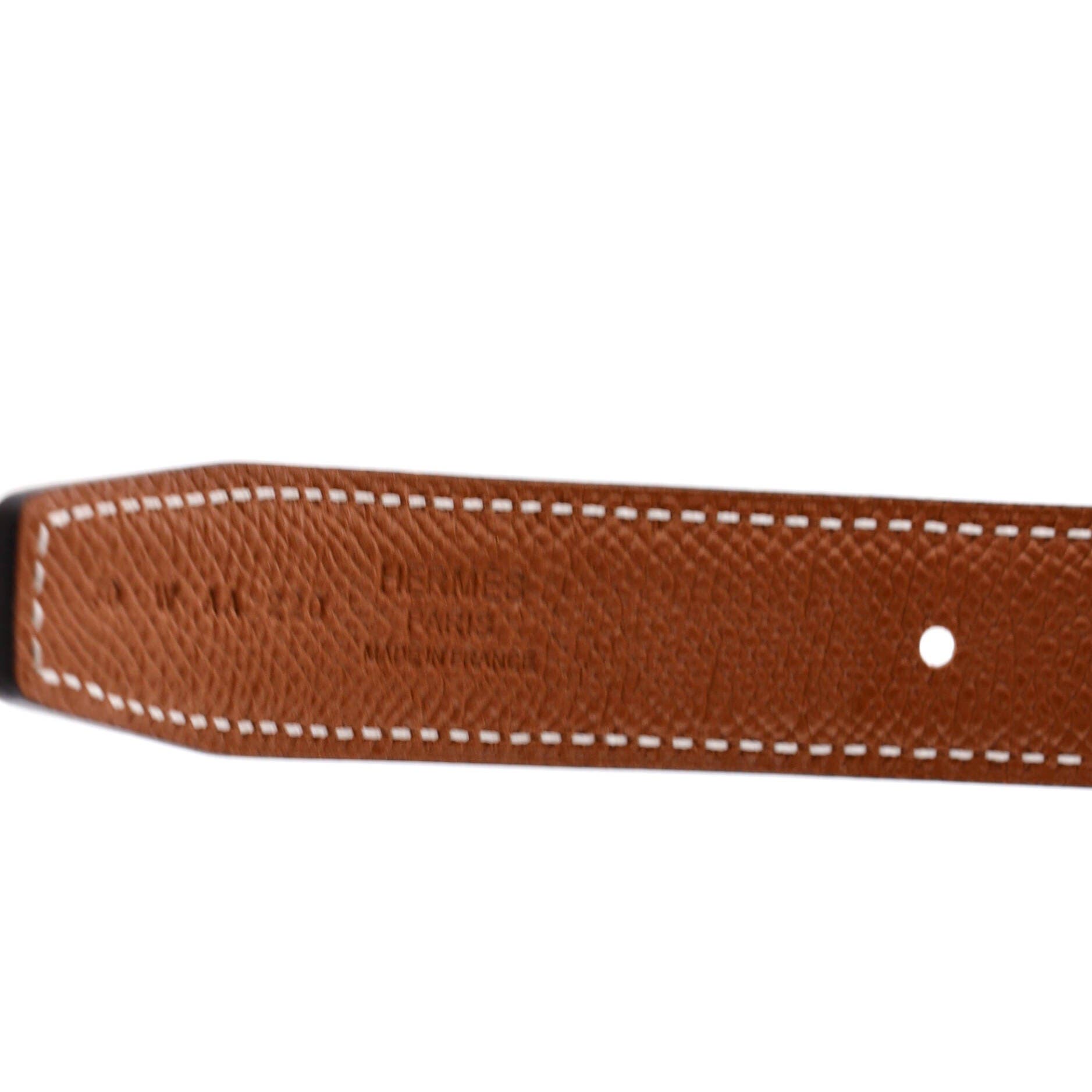 Pre-Owned Hermes Constance Reversible Belt Leather Thin, Alternate, color, Black