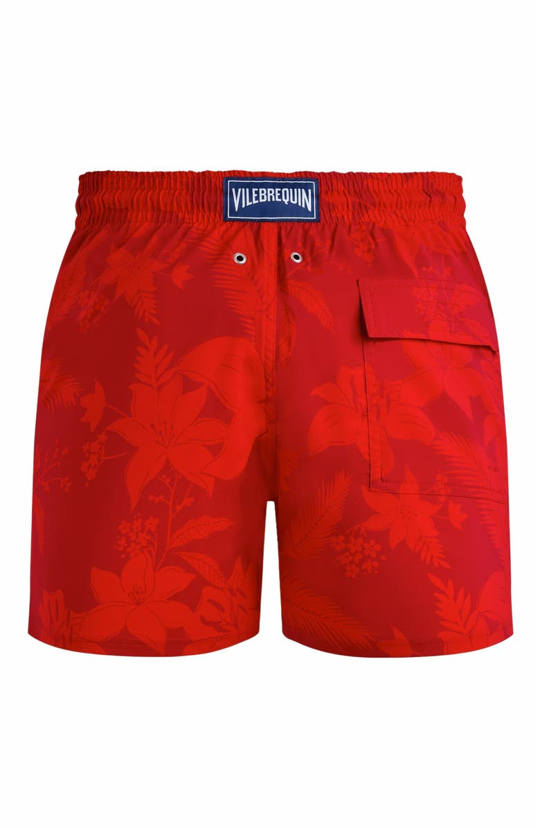 Vilebrequin Men's Flower Power Stretch Short Swim Shorts, Alternate, color, Lipstick