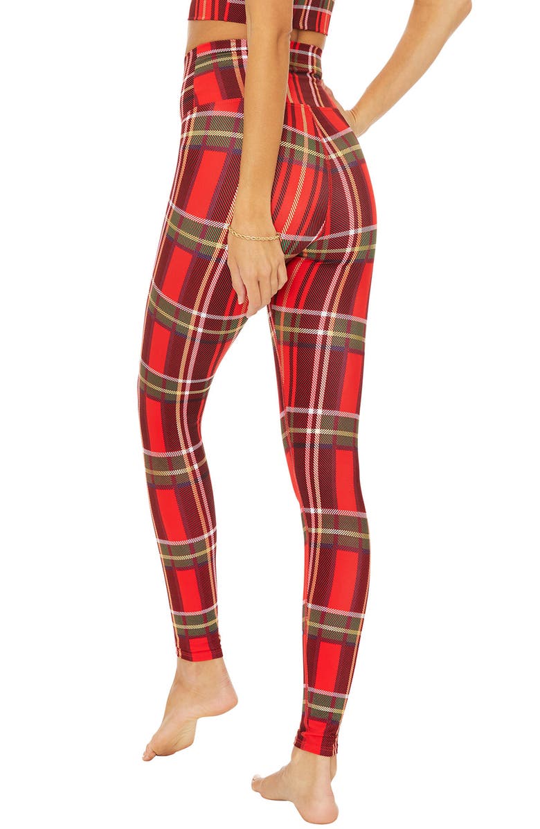 Beach Riot Piper Holiday Plaid High Waist Leggings, Alternate, color, 