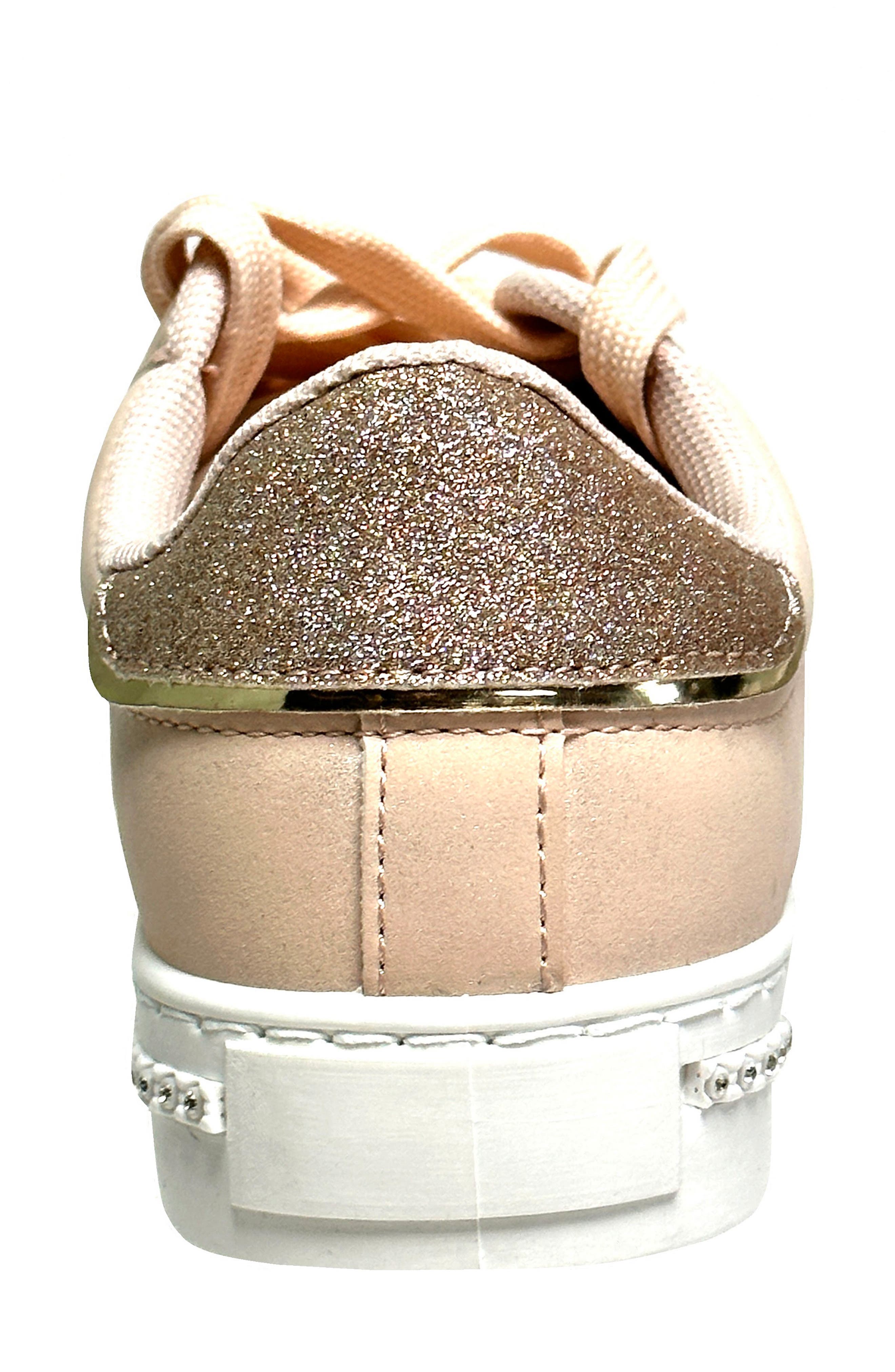 Beyond Embellished Glitter Sneaker, Alternate, color, CHAMPAGNE