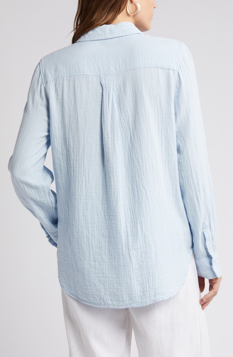 Caslon<sup>®</sup> Casual Gauze Button-Up Shirt, Alternate, color, Blue Skyway