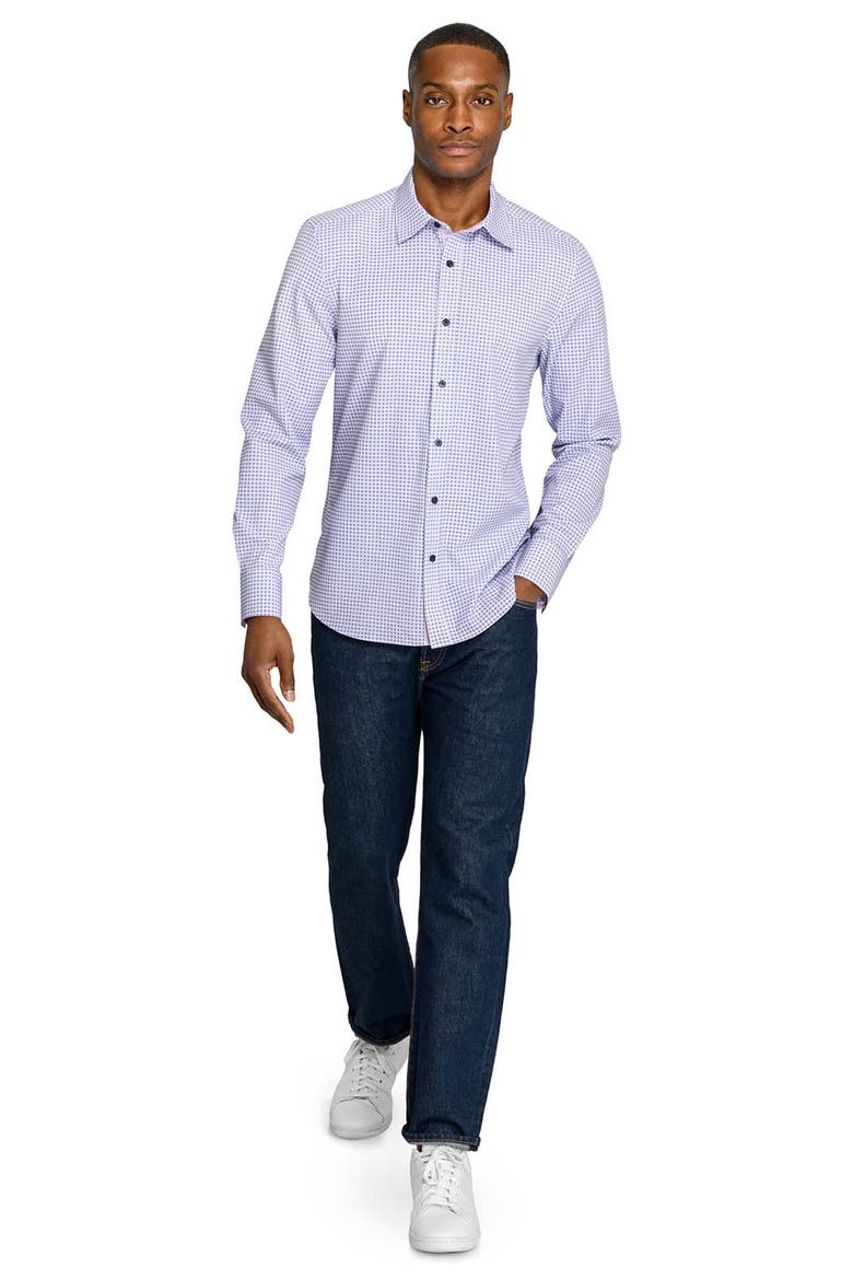 Slim Fit Round Geo Woven Long Sleeve Basic Shirt, Alternate, color, PINK