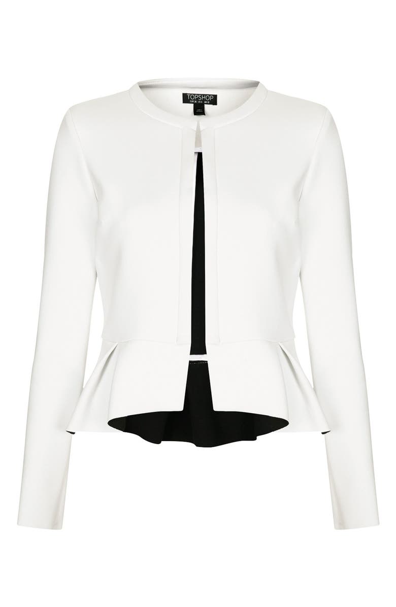 Topshop Bonded Peplum Jacket, Alternate, color, 