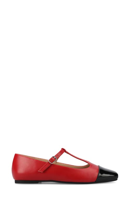 Journee Collection Thea T-strap Flat In Red