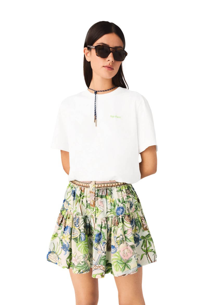 Printed ruffled skirt, Alternate, color, Postcard print