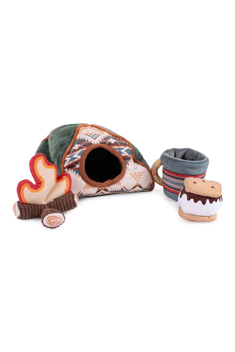 Camp Discovery Tent Dog Toy Set, Main, color, GREEN