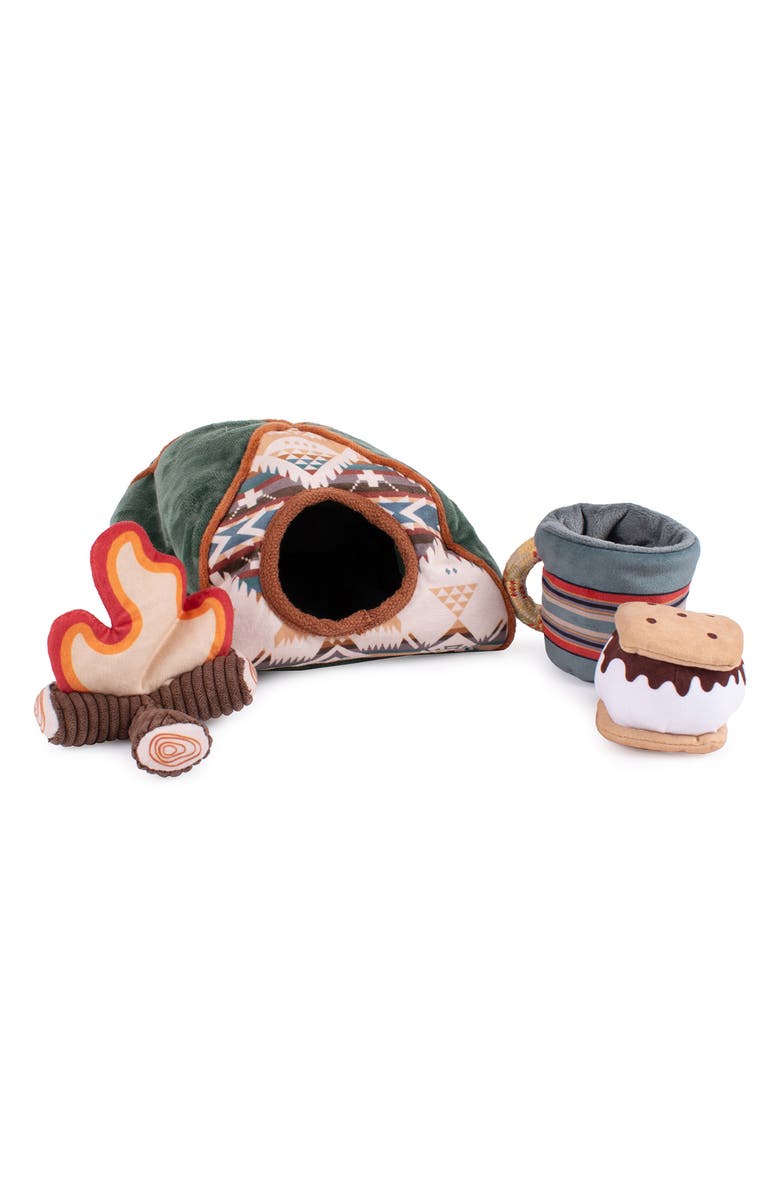 Pendleton Camp Discovery Tent Dog Toy Set, Main, color, Green