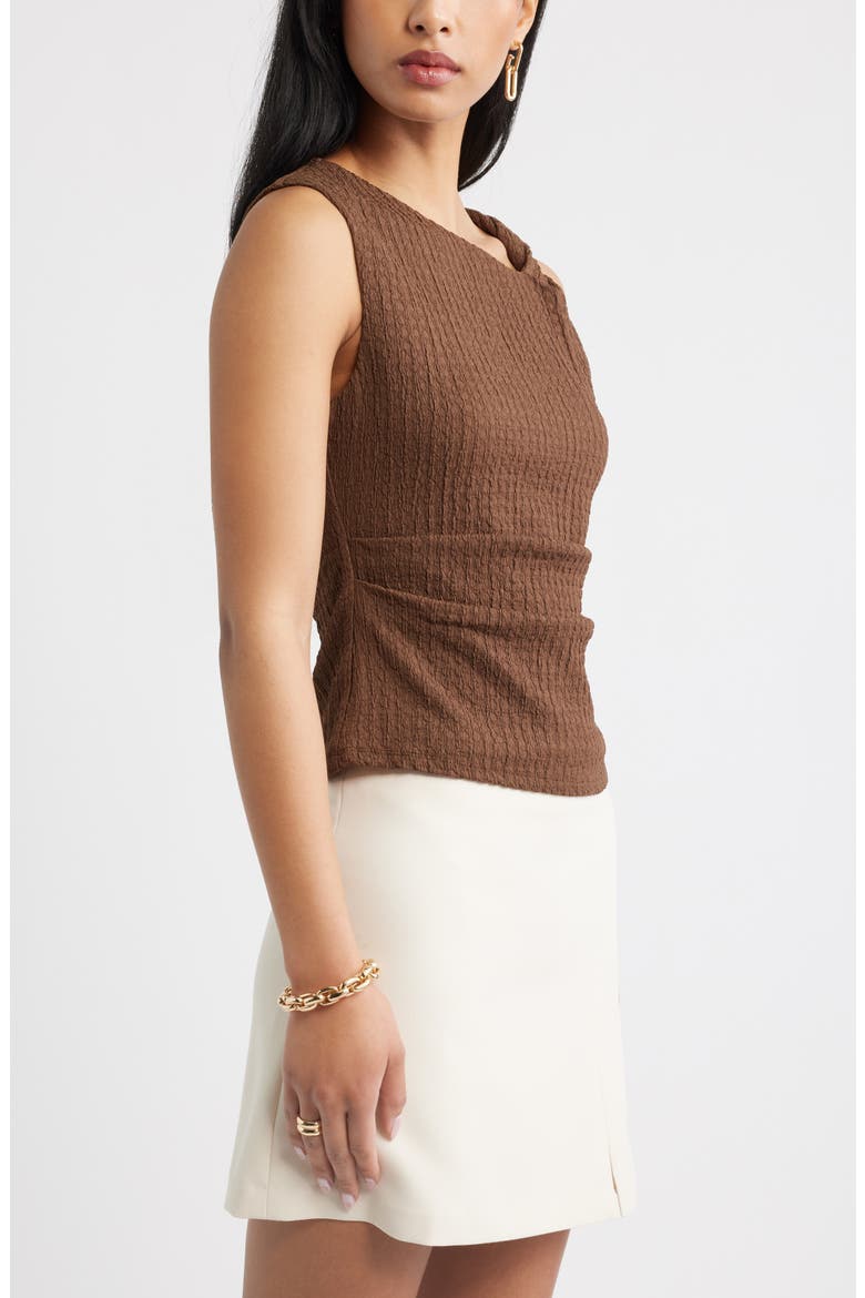 Twisted Shoulder Textured Tank, Alternate, color, BROWN TERRA