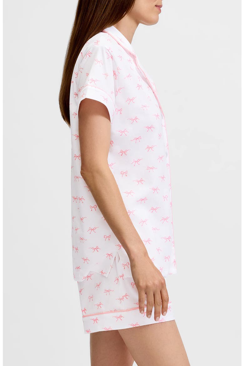 Bows Classic Pima Cotton Short Sleeve Short Pajamas, Alternate, color, WHITE