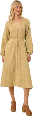 Pact Organic Cotton Coastal Double Gauze Poet Sleeve Dress
