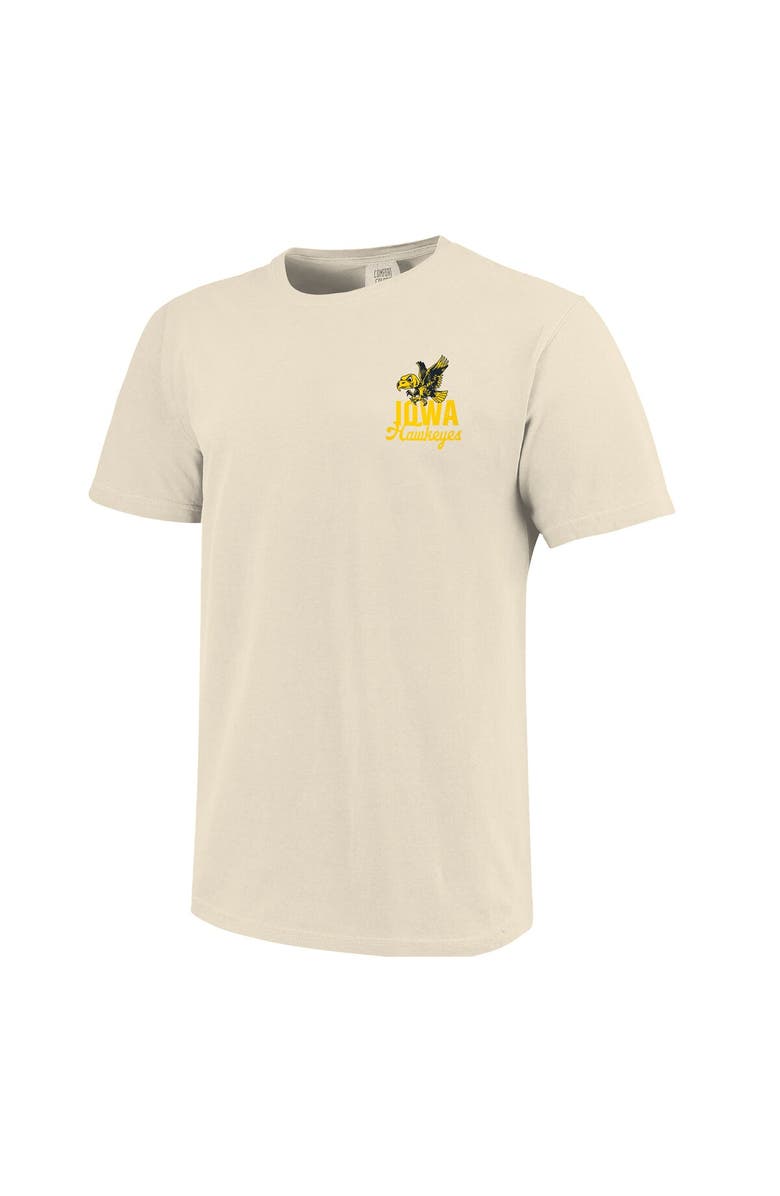 IMAGE ONE Men's Cream Iowa Hawkeyes Comfort Colors Mascot Overlay T-Shirt, Alternate, color, 