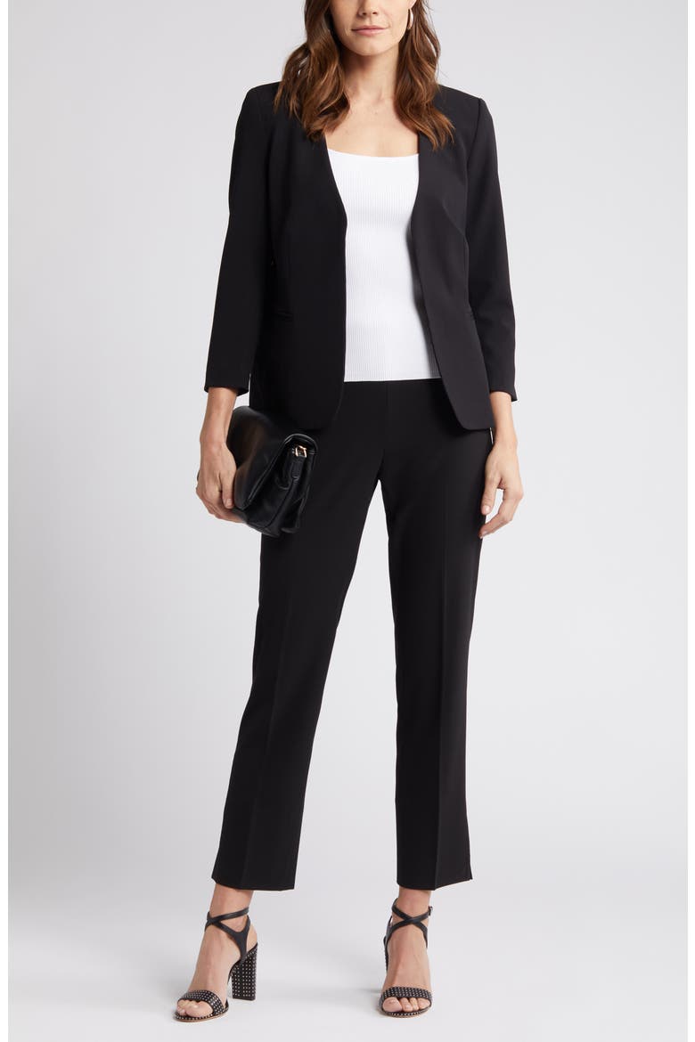 V-Neck Open Front Jacket, Main, color, BLACK