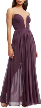 Dress the Population Eleanor Illusion Neck Gown
