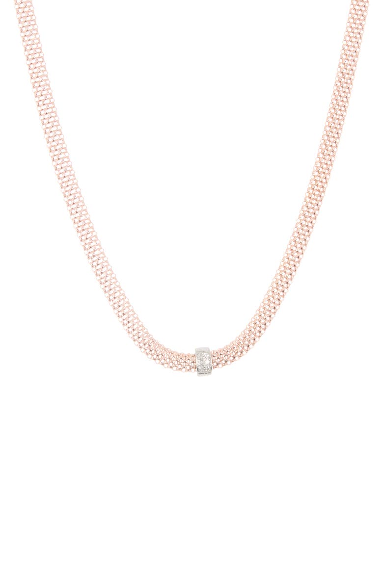 18K Vermeil Plated Sterling Silver Mesh Necklace, Main, color, ROSE
