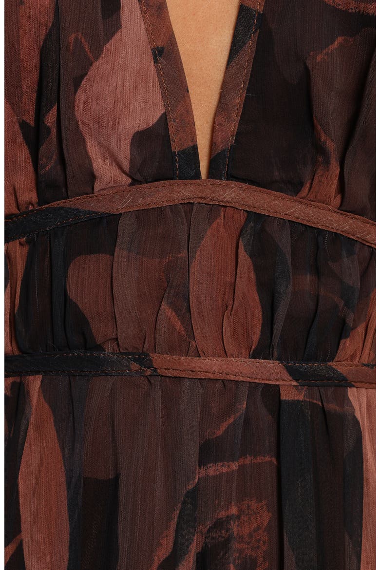 Blayze Long Sleeve Maxi Dress, Alternate, color, BROWN PRINT