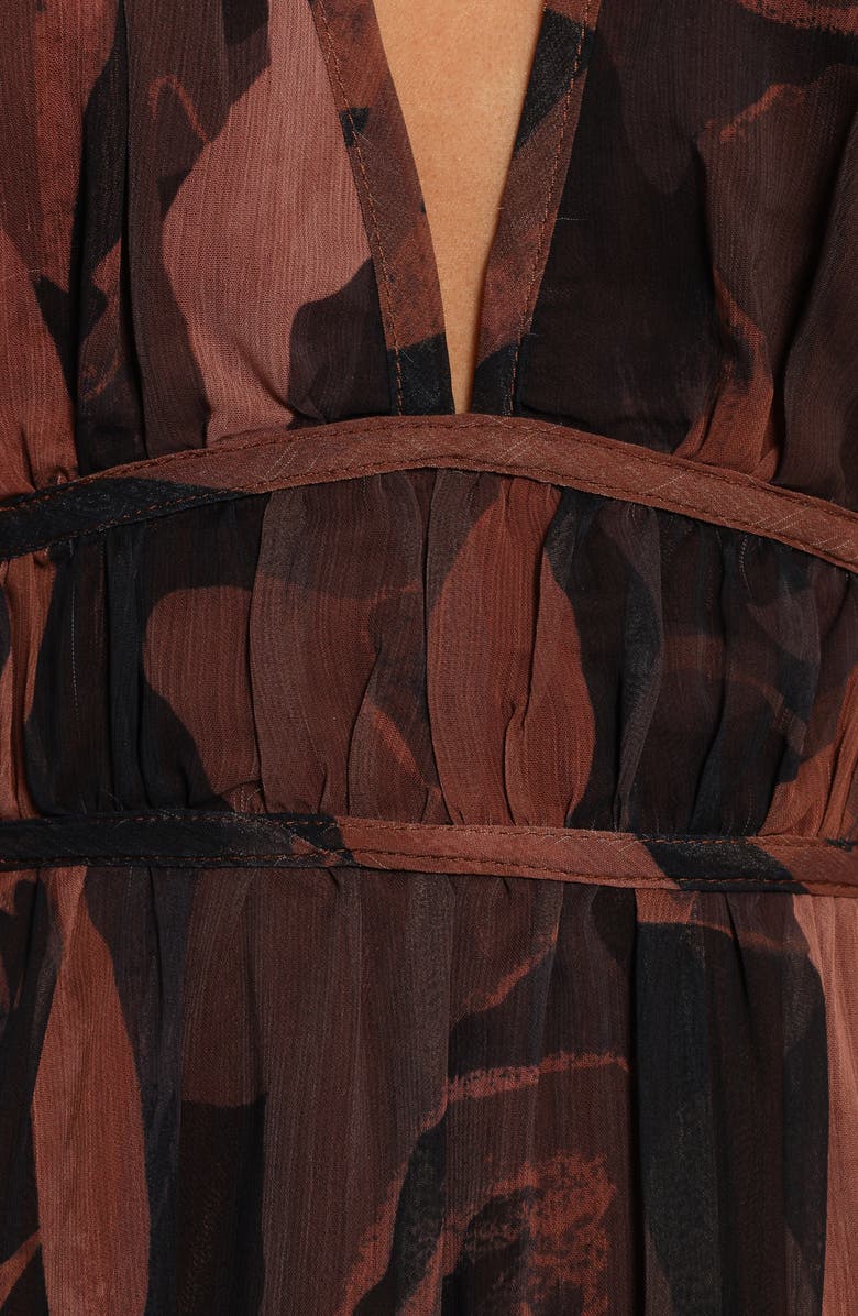 Petal & Pup Blayze Long Sleeve Maxi Dress, Alternate, color, Brown Print