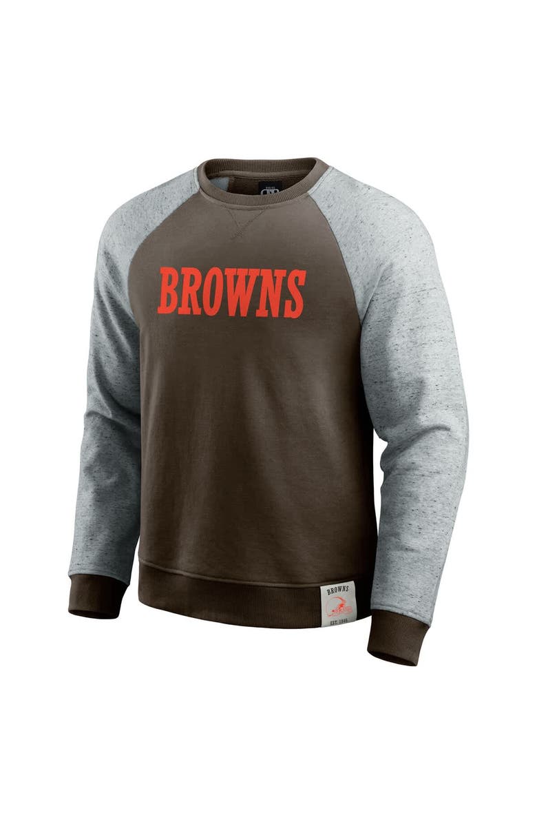 Darius Rucker Collection by Fanatics Men's Darius Rucker Collection by Fanatics Brown/Heather Gray Cleveland Browns Colorblock Pullover Sweatshirt, Alternate, color, Brown