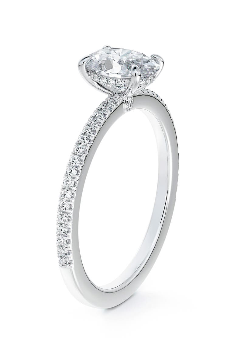 x Micaela Simply Solitaire Oval Diamond Engagement Ring with Diamond Band, Main, color, PLATINUM-D0.50CT