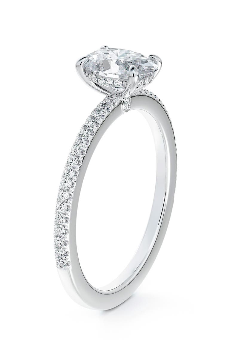 De Beers Forevermark x Micaela Simply Solitaire Oval Diamond Engagement Ring with Diamond Band, Main, color, 
