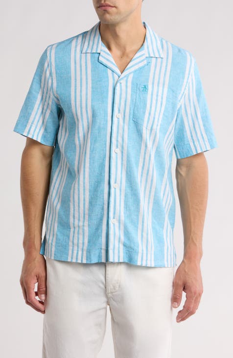 Stripe Linen & Cotton Camp Shirt