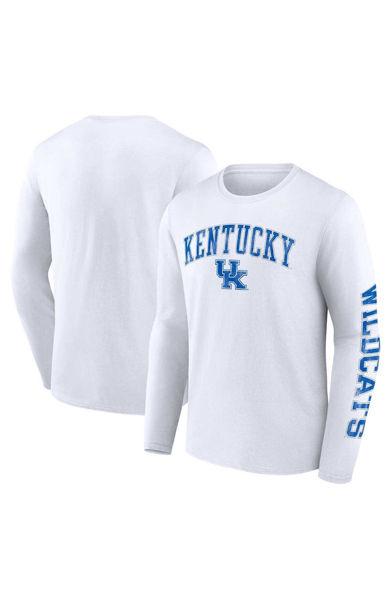 FANATICS Men's Fanatics Branded White Kentucky Wildcats Distressed Arch Over Logo Long Sleeve T-Shirt, Main, color, 