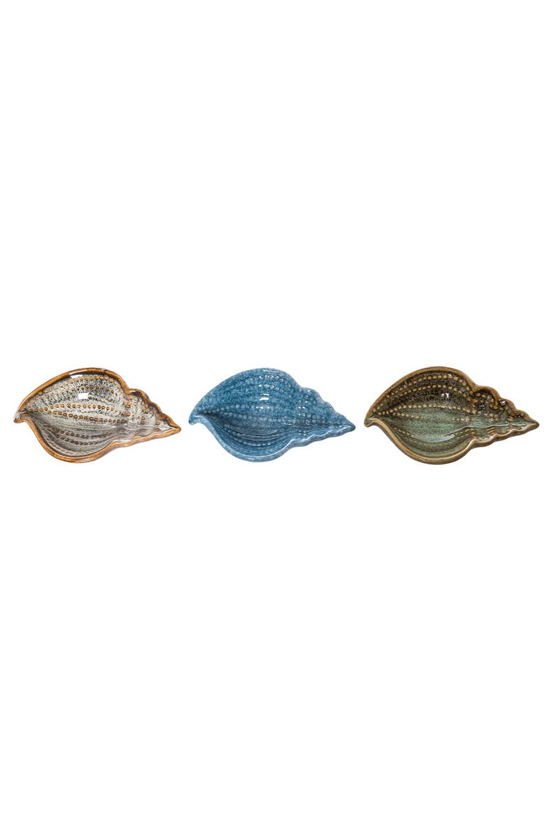 Shell Accent Dish Plates Set of 3, Alternate, color, Green