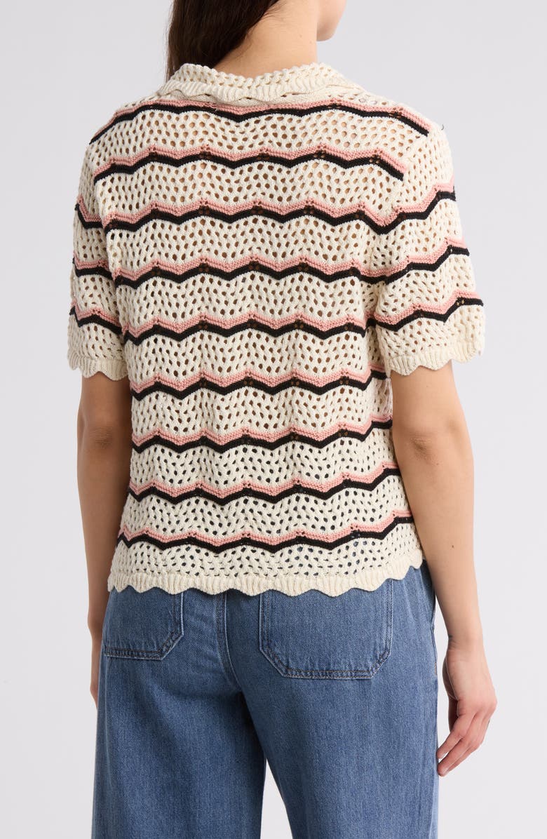 Scalloped Trim Short Sleeve Cardigan