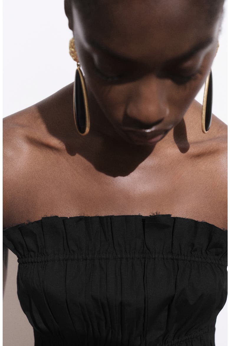 Ruched Strapless Top, Alternate, color, BLACK