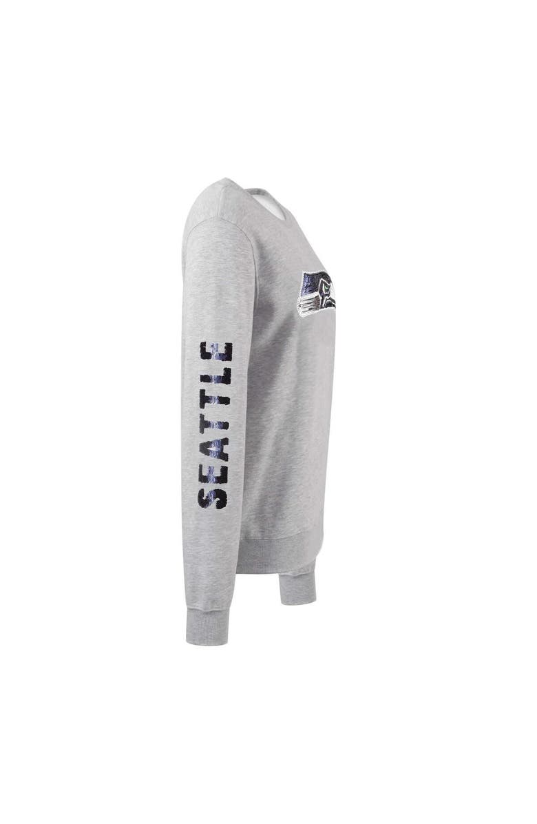 CUCE Women's Cuce Heather Gray Seattle Seahawks Sequined Logo Pullover Sweatshirt, Alternate, color, 