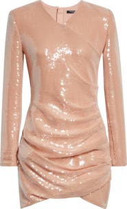Balmain Sequin Long Sleeve Minidress