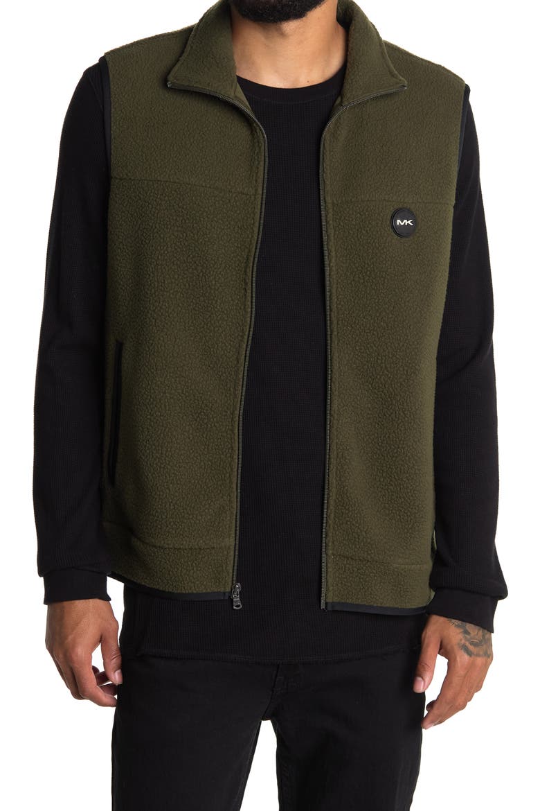 Faux Shearling Zip Vest, Main, color, CYPRESS
